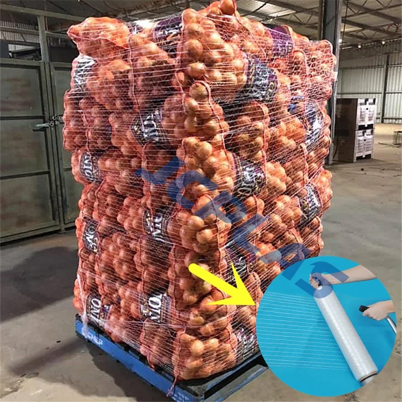 Durable Colorful 500m 1000m 3500m HDPE Elastic-stretch Pallet Net For Vegetable Fruit Plant Flower Packing