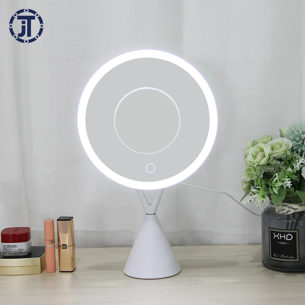 Desktop LED Vanity Mirror Touch Switch Makeup Mirror With 5X Magnifier