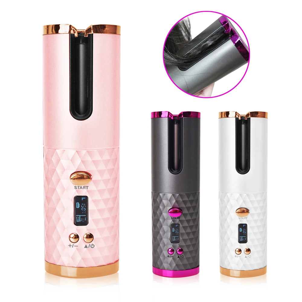 Automatic Curling Iron Fast Heating Hair Curling Iron for Hair Styling Rechargeable Cordless Hair Curler with 6 Temps and Timers