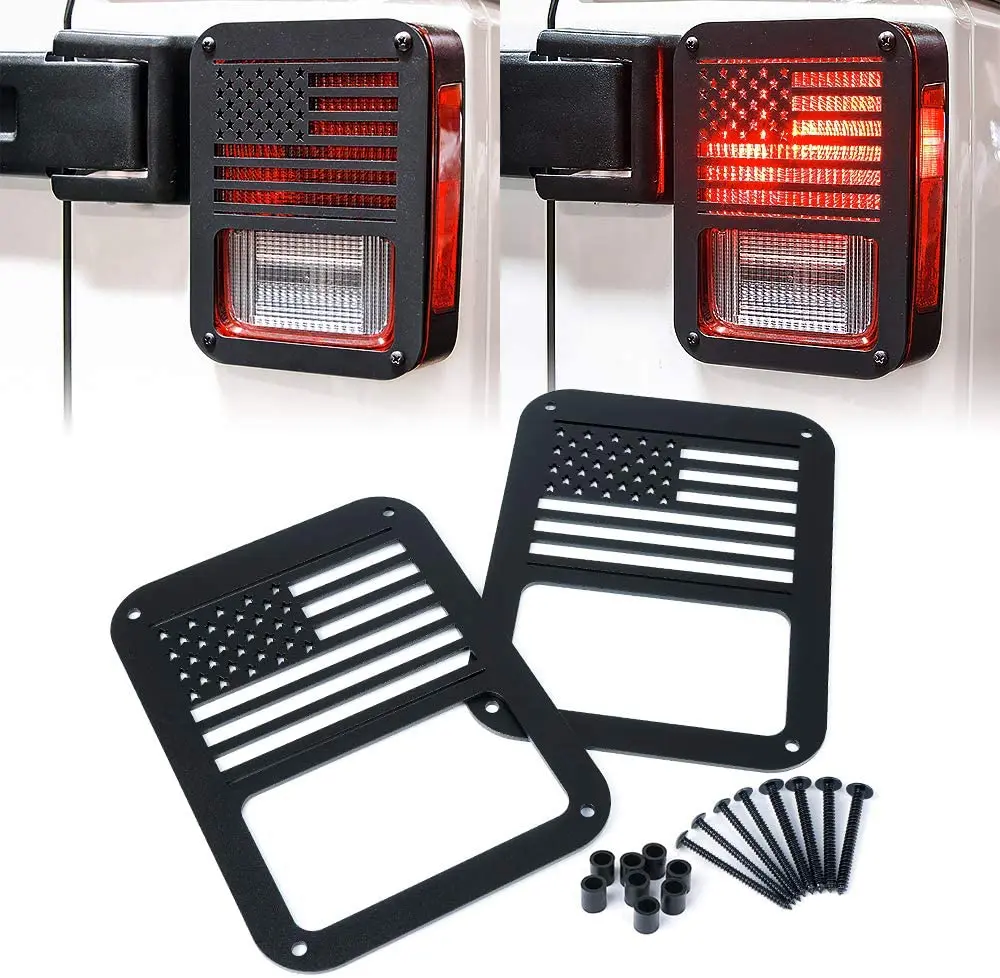 Black Tail Light Guards For Jeep Wrangler 07-17 Guard Light Accessories  Aluminum Alloy Taillights- Pair