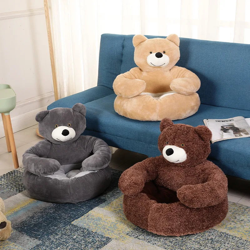 Winter Warm Soft Pet Bed Cute Bear Hug Cat Sleeping Mat Plush Puppy Dogs Cushion Sofa Bed