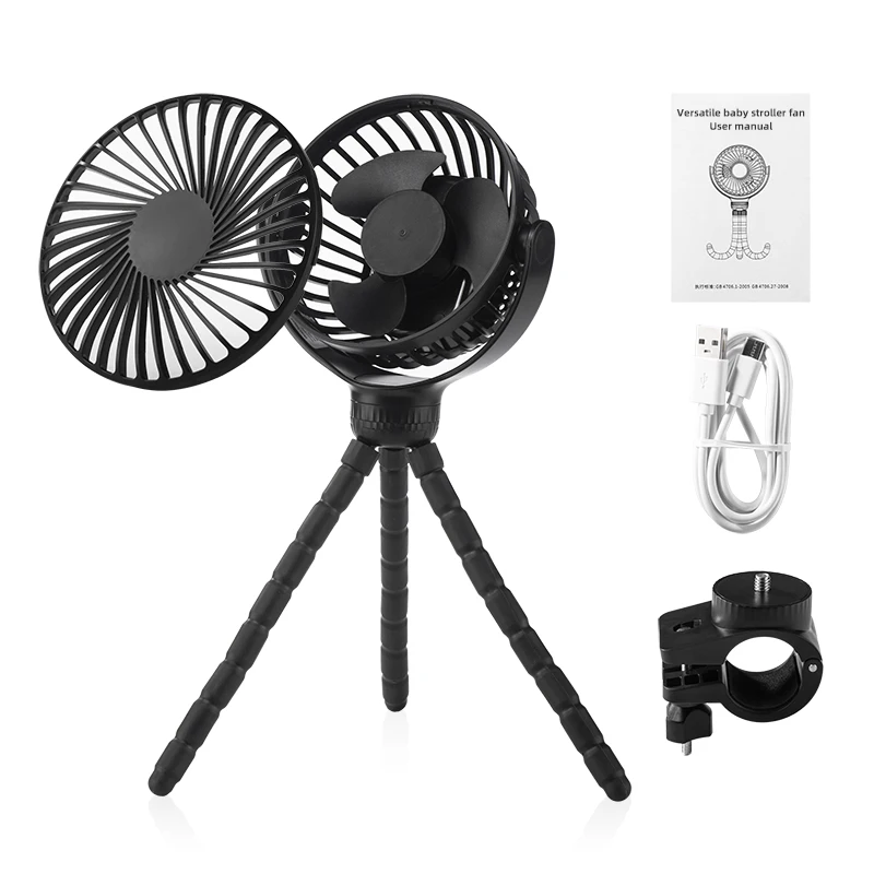 Customized Logo Outdoor Flexible Clip Tripod Fan 2  Pedestal Rechargeable Usb Octopus Fan Mini Portable Baby Stroller Fan