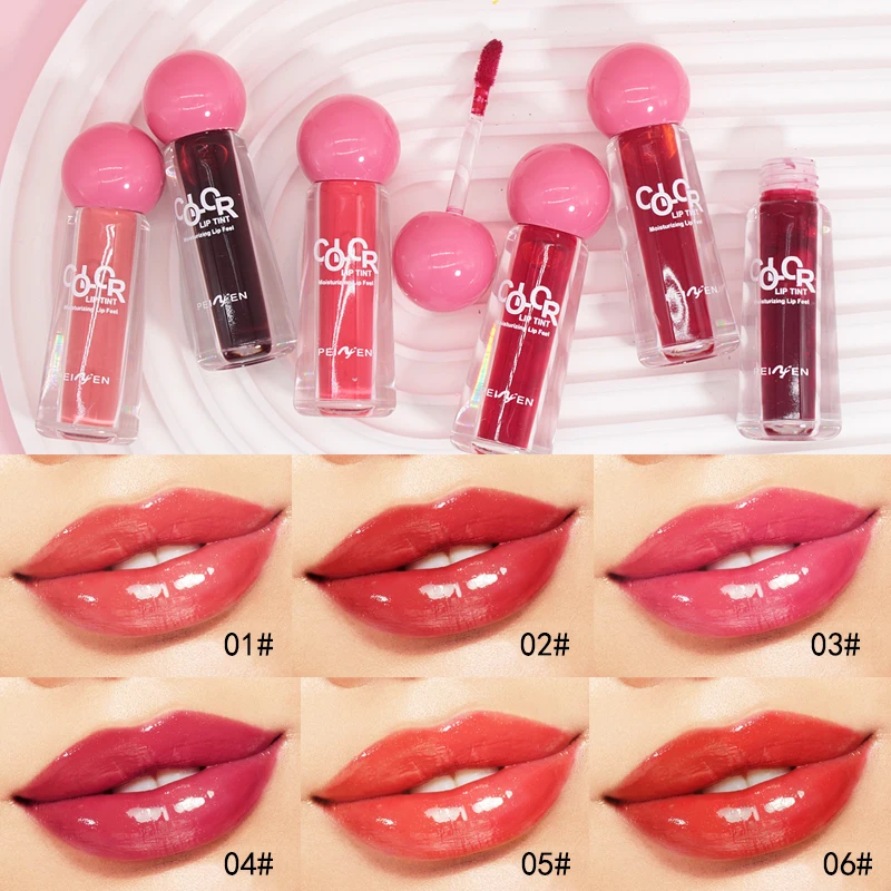 PEINFEN Wholesale Liquid Lip Tint 6 Colors Long Lasting Non Sticky Plumping Moisturizing Waterproof Mirror Glass Lip Gloss Set