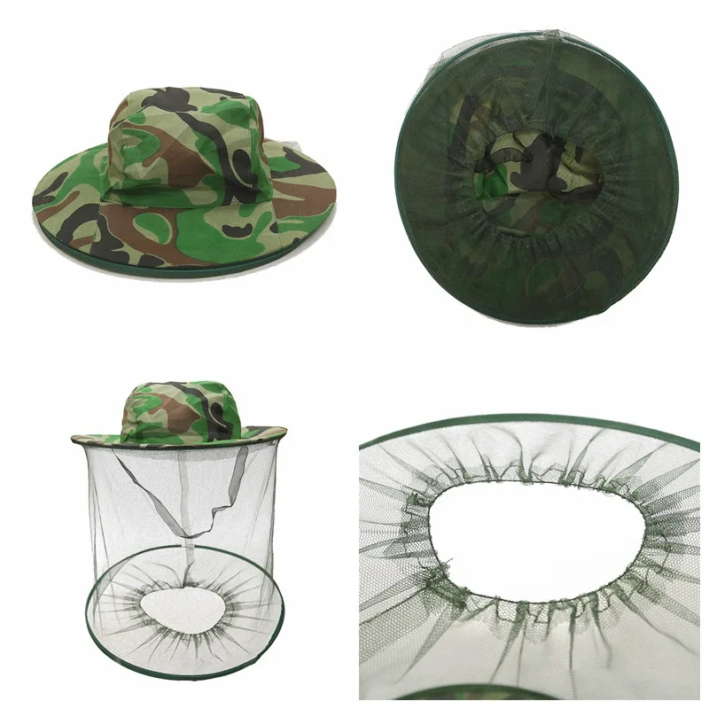 Bee Hat Outdoor Camouflage Shawl  Field Mosquito Jungle Hat Fishing Sunscreen  waterproof Cap Bucket Hats