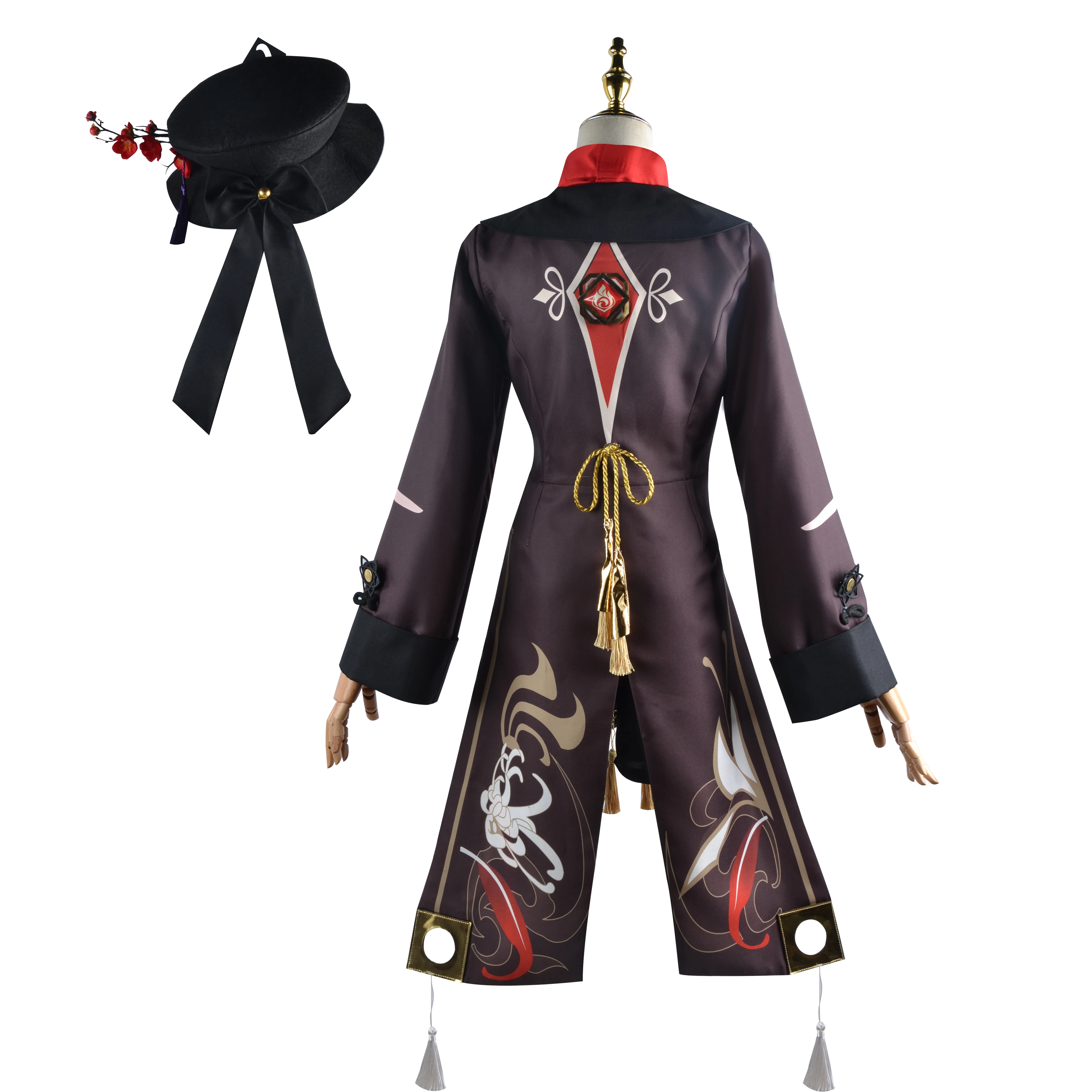 Genshin Impact Hu Tao Cosplay Costume Game Clothes Wig Hair Full Set Outfits Party Costumes