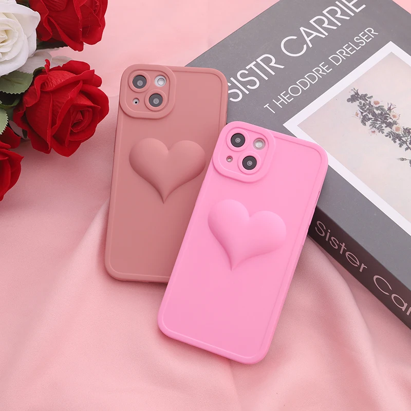 Luxury lovely 3D heart phone case for iphone 13 pro max cover