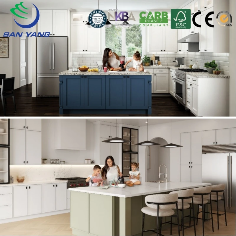 American style framed solid wood kitchen cabinets vietnam factory high quality plywood kitchen cabinets with island