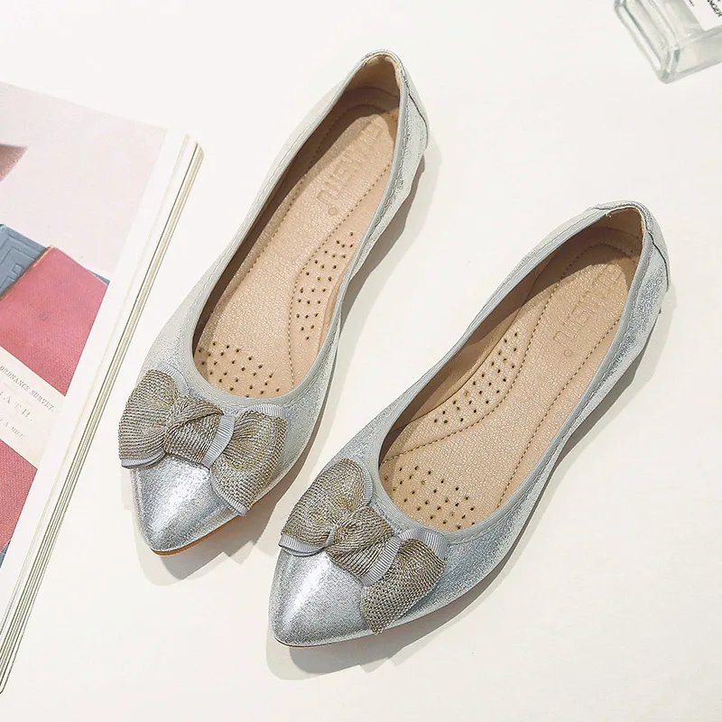 Size 31-45 fashionable comfortable ladies bow flat shoes durable and wear-resistant leather women shoes
