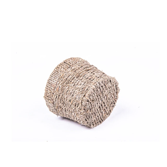 New design baby gift sweet rattan plastic basket with heart shape label woven storage basket handmade nature paper rope
