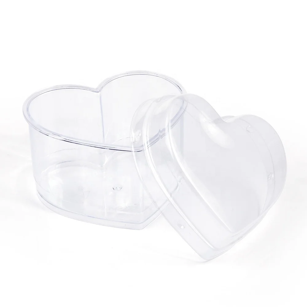 Recyclable custom size color clear container plastic heart shaped boxes for candy cookie