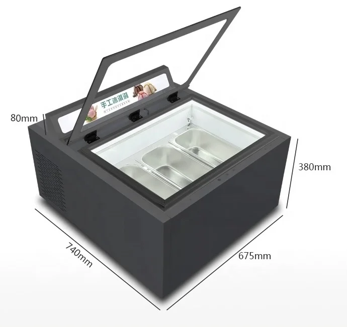 Self-Service Open-Door Desktop Ice Cream and Yogurt Display Cabinet Thick Cut Cooler Refrigerator for Cake Application