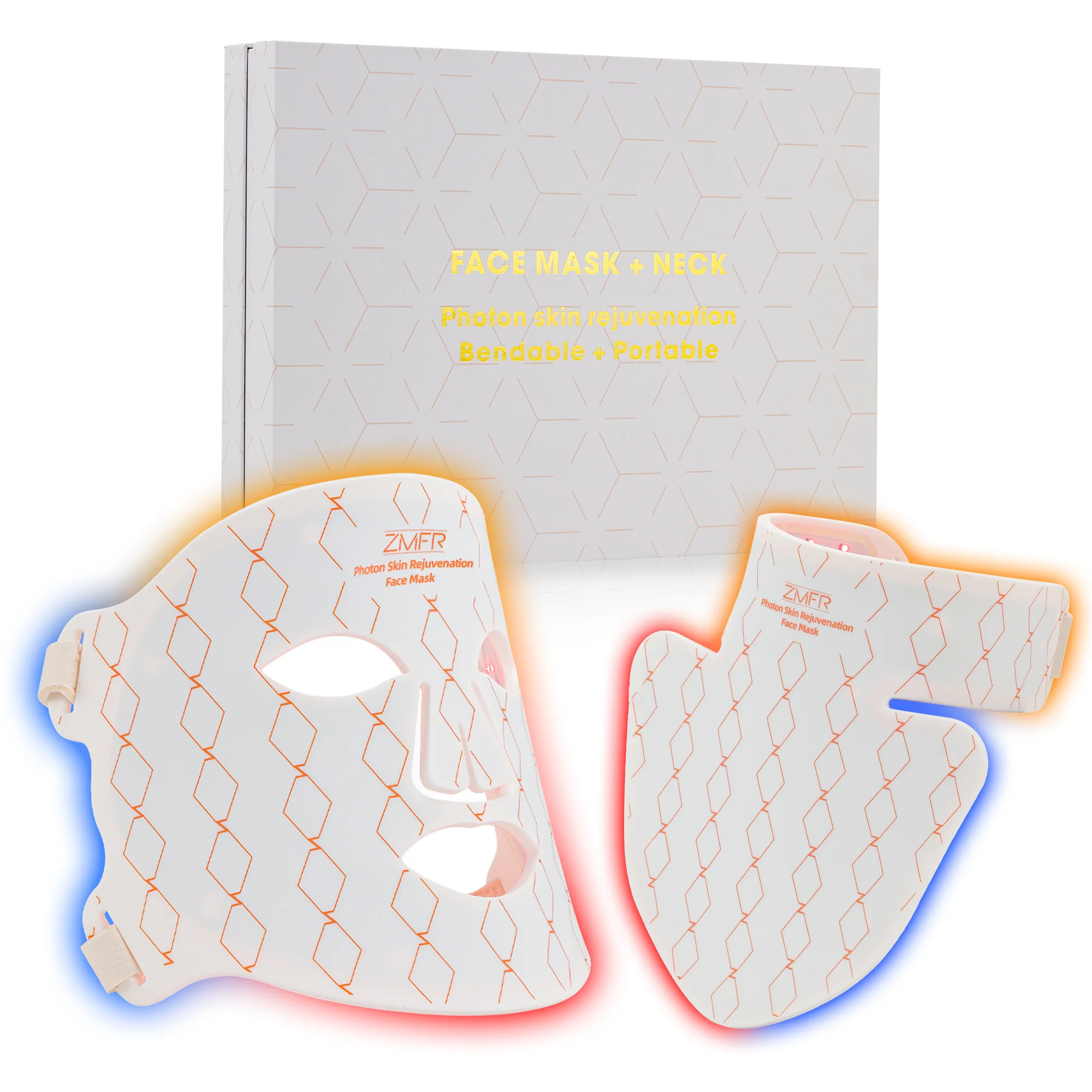 Silicon Soft Bendable Silicone Skin Care LED Facial Mask With Neck Chest Treatment Beauty Home Use