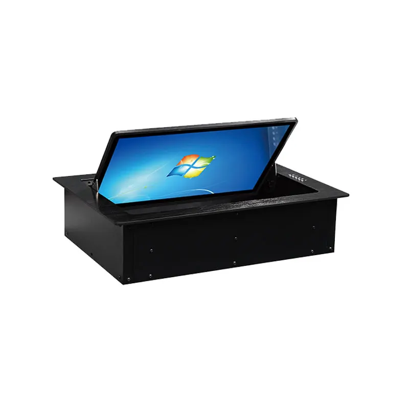 Junnan 15.6 conference system desktop flip hidden motorized lcd monitor lift comput monitor lift lcd monitor flip mechanism