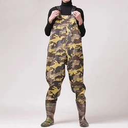 Camouflage Chest Waders Waterproof PVC Fabric Camouflage Fishing Chest Waders With Boots Fishing Suits
