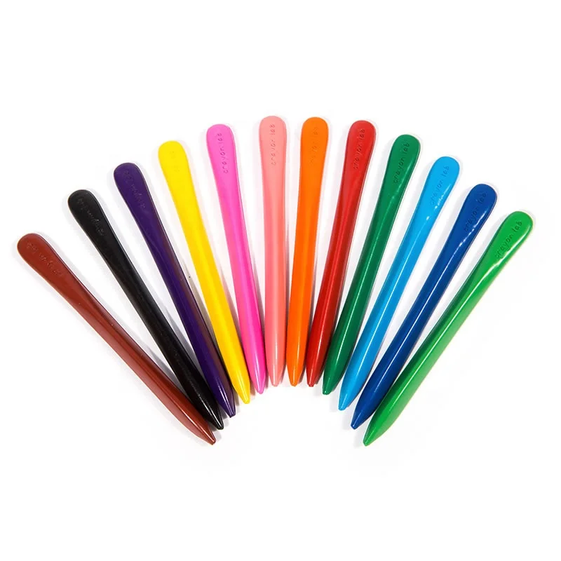 6pcs plastic triangle stick crayons with color box for children colouring