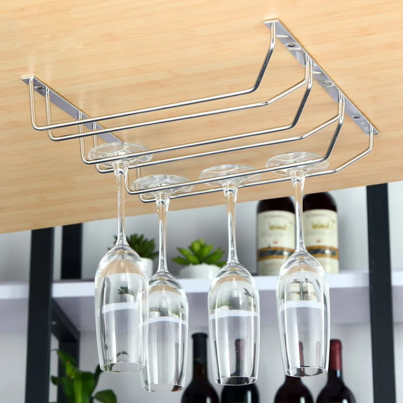Household stainless steel hanging upside down  wine glass rack