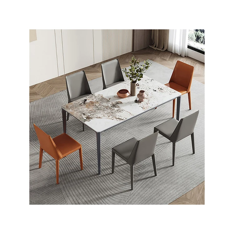 China Wholesale Direct Manufacturer Modern Dining Room Set Luxury Dining Family Table With 6 Chairs