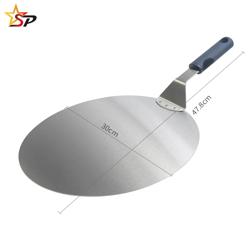 
12 Inch Round Metal Pizza Peel with Wood Handle And Pizza Cutter Wheel & Pizza Shovel For Serving Food 