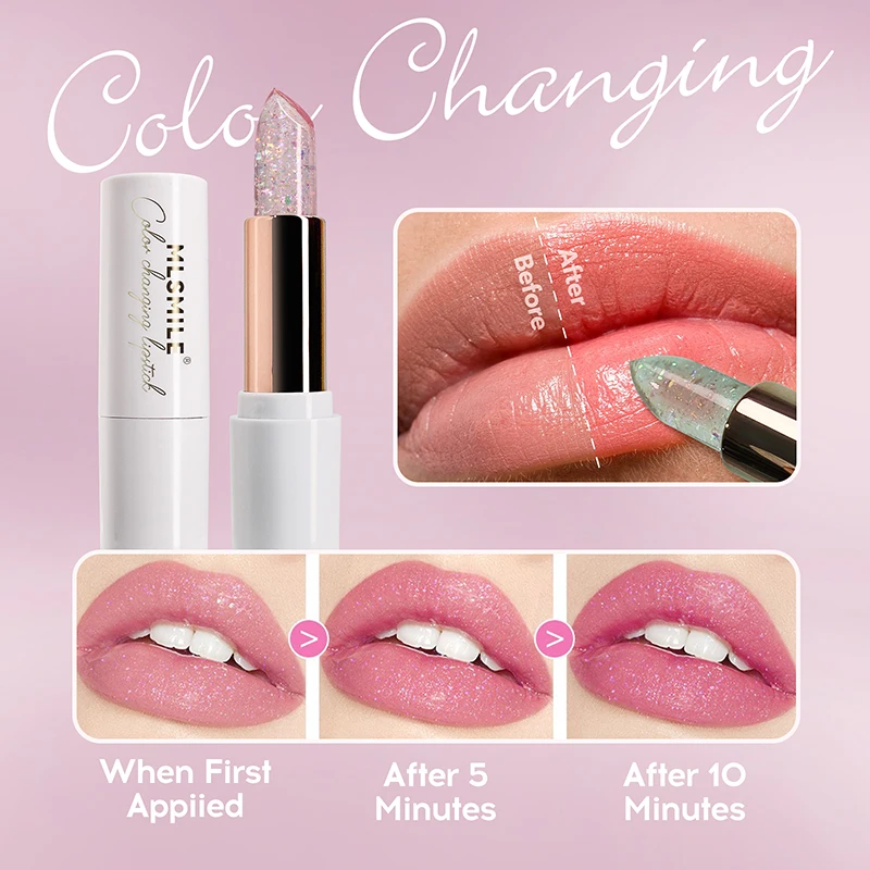 2024 Private Label High Pigment Crystal Lipstick Lip Balm Temperature Color Changing Mineral Ingredient Jelly Lipstick