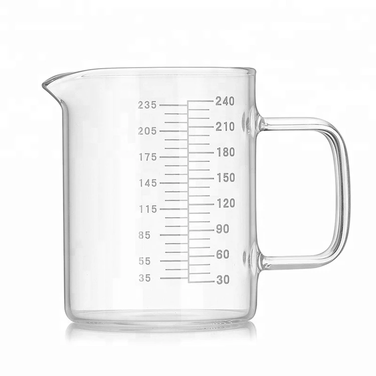 500ml 1000ml Heat Resistant Measuring Drinking Glass Cup with Graduated and handle