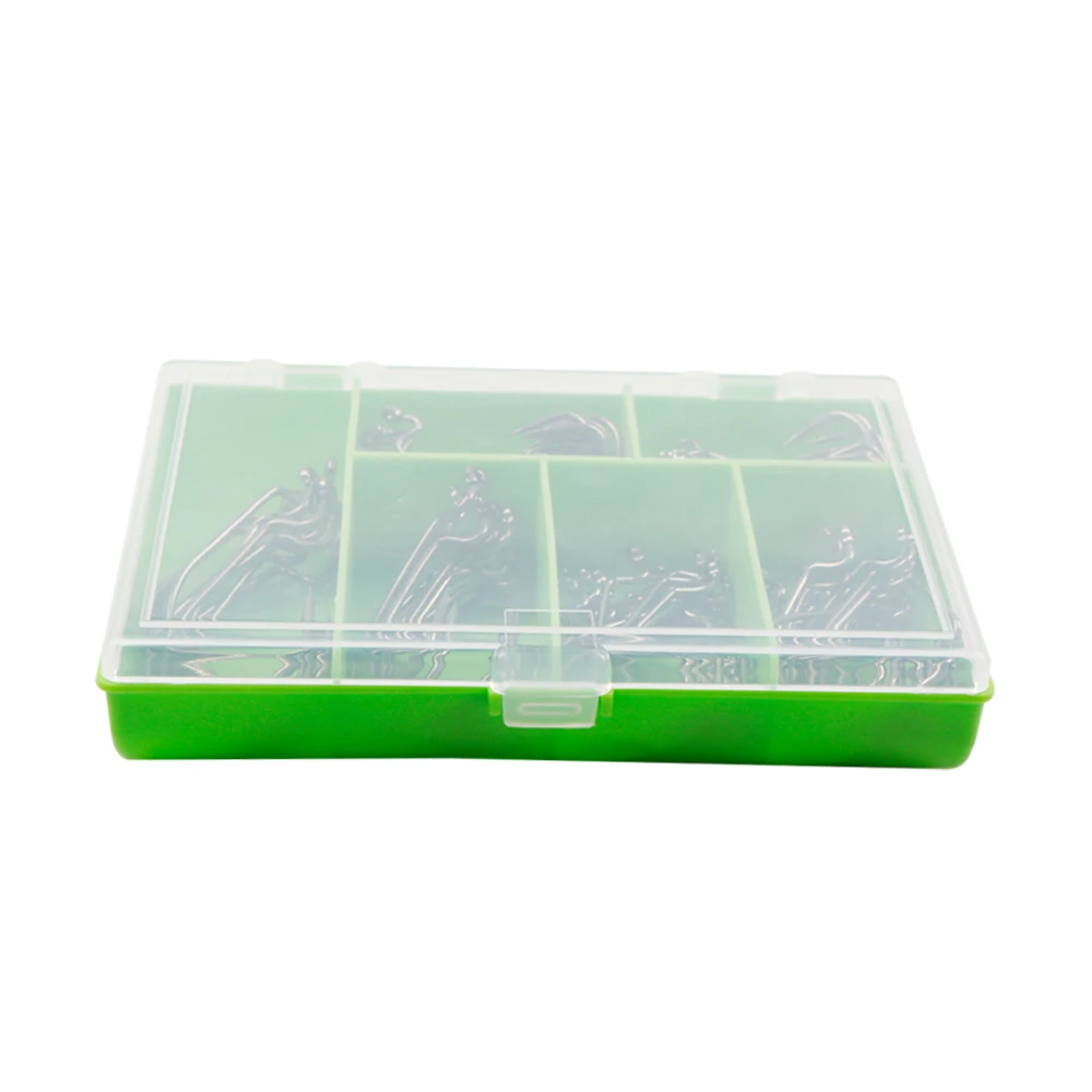 Набор крючков LUSHAZER, 100 шт., с зеленым ящиком для рыболовных снастей