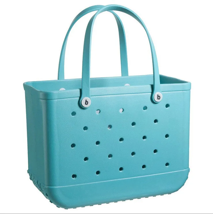 Wholesale Women Beach Waterproof Tote Bags Custom Summer Rubber Totes Large Fashion Eva Plastic Silicone Bag With Holes