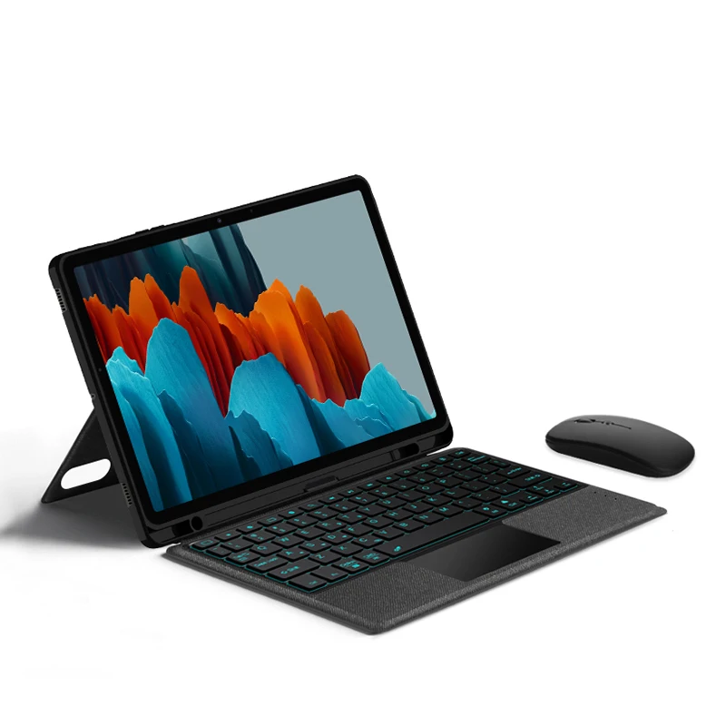 TPU leather color back cover for samsung galaxy tab tablet s7 fe a8 10.5 s6 lite keyboard case