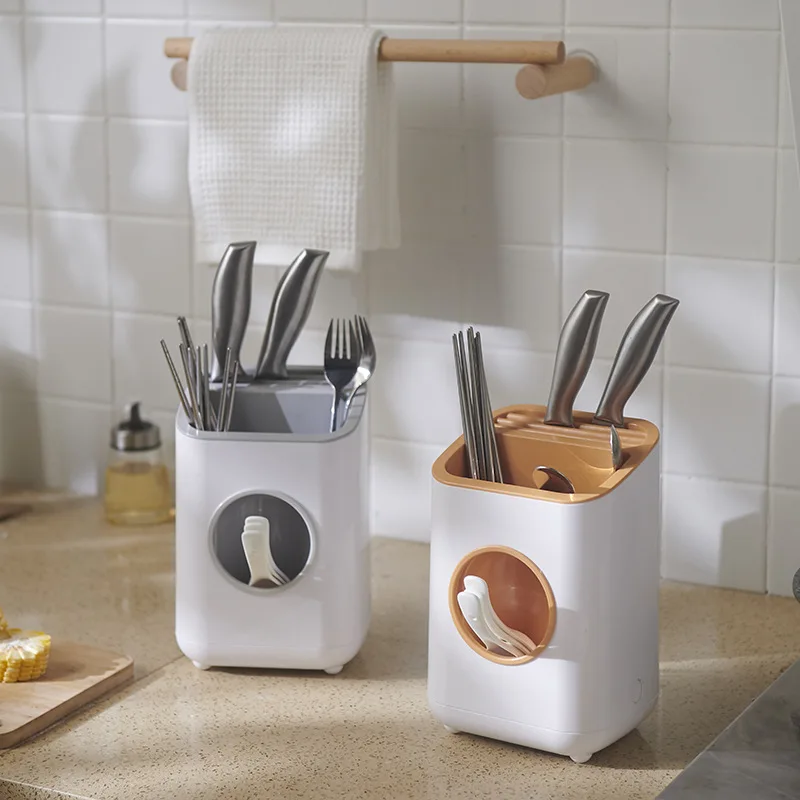Kitchen Plastic Knife Spoon Chopsticks And Fork Pot Lid Dish Dry Utensils Organizer Kitchen Tool Storage Stand