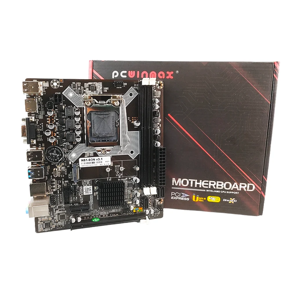PCWINMAX H81 Mainboard LGA1150 DDR3 16GB Support 4th Gen i3 i5 i7 Processors Desktop H81 Chipset Motherboard