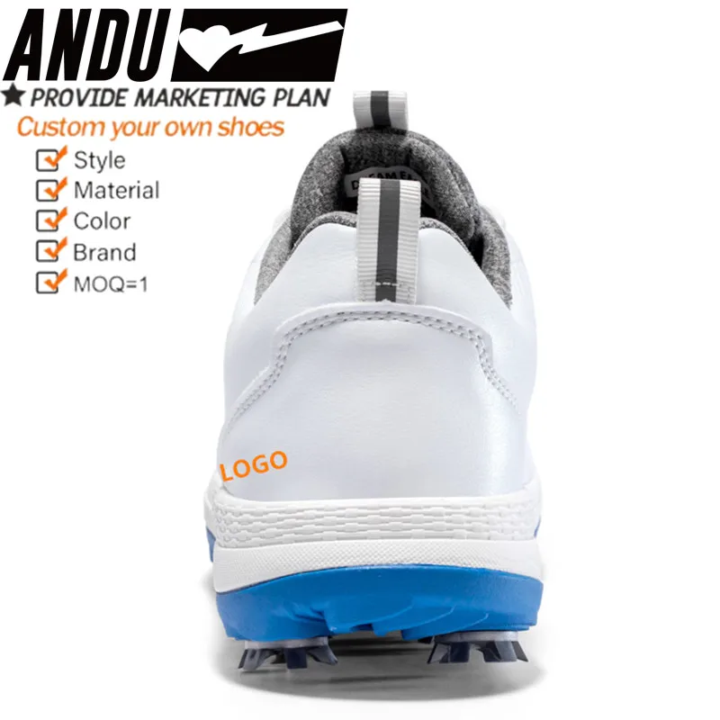 PU Leather Golf Shoes Non-Slip Waterproof Custom Spike Less Golf Shoes High Quality Size 40-47 Men Leather Golf Shoes