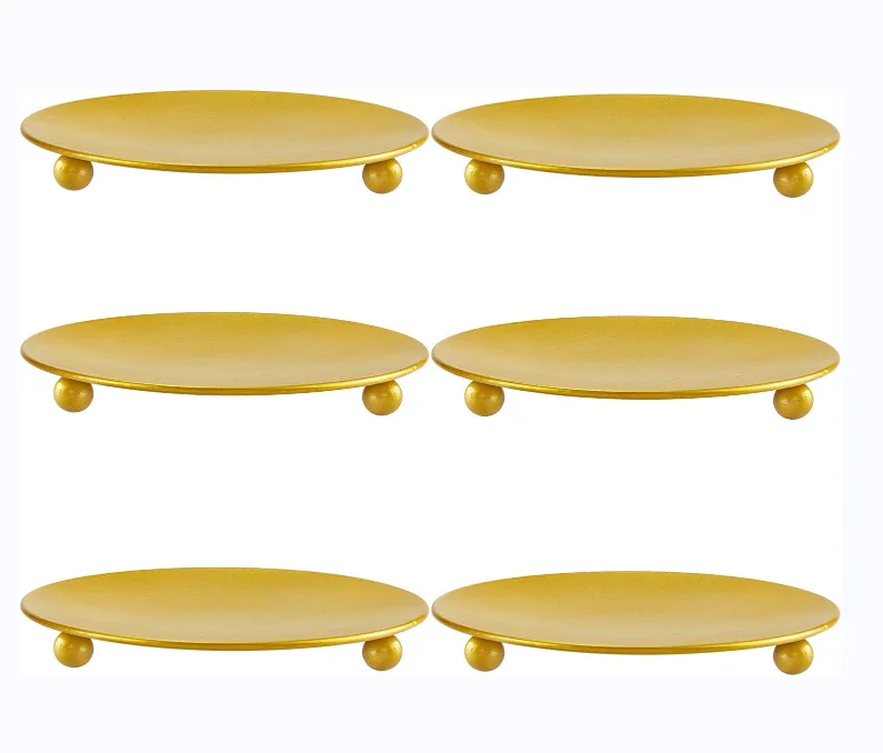 Iron Plate Candle Holder Candle Stand for LED & Wax Pillar Candlestick Plates for Wedding & Birthdays(6-Packs)