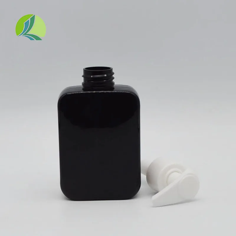 Supply black square PET plastic hand sanitizer spray bottle with pump head 200ml cosmetic spray bottle