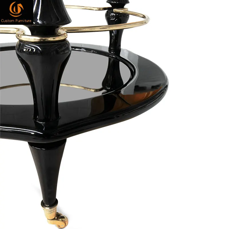 Polished Brass Retro Style Mini Bar Beverage Cabinet Movable Wine Rack and Cart for Hotel Farmhouse or Home Bar Use