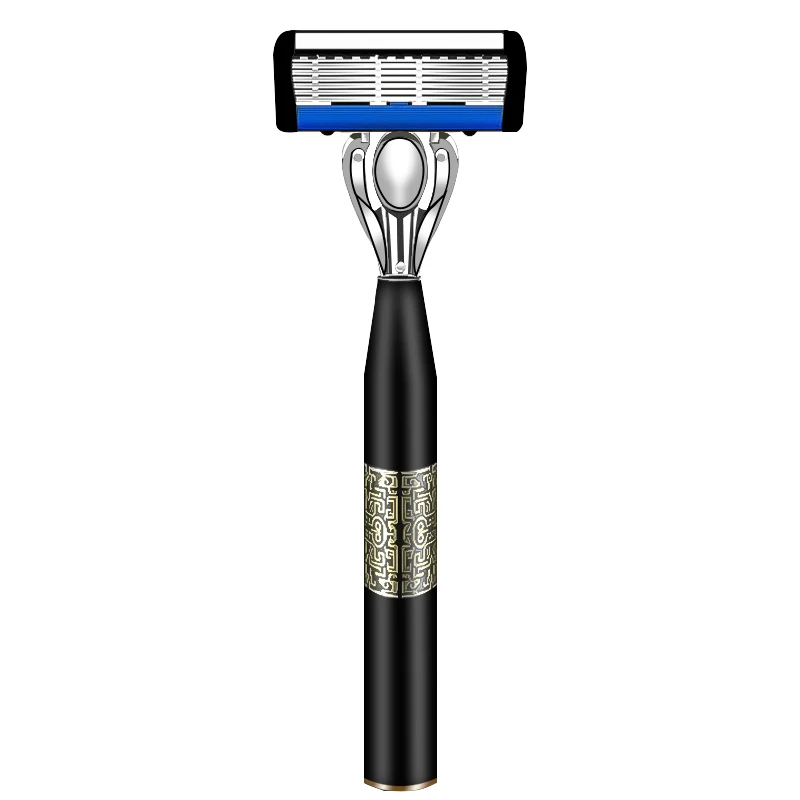 Professional Barber Manual Razor 7-Blade Wooden Handle Stainless steel safety blades Replaceable Blade Hand