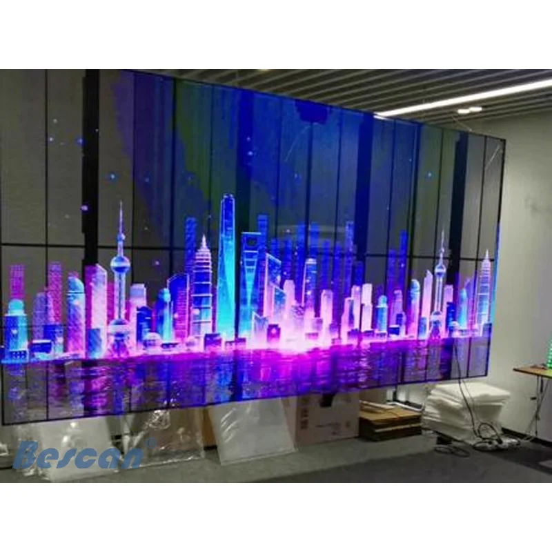 BESCAN P3.9 P10 Hd High Outdoor Indoor Curtain Glass Panel Film Rear Video Advertising Transparent Led Screen Display