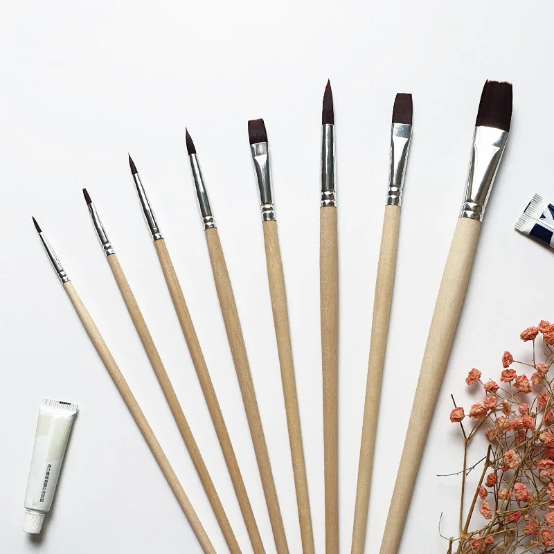 Прямая поставка от производителя 8 нейлоновых акварельных кистей