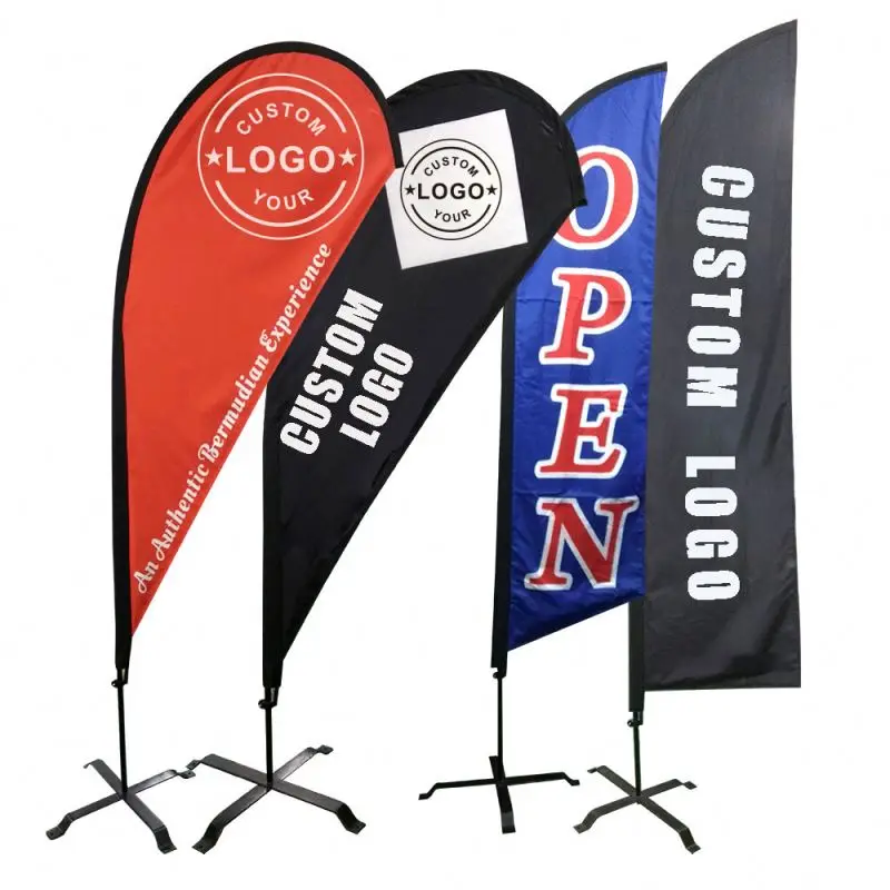 Print Your Own Logo Beach Flag Custom Promotional Wind Flying Beach Flags For Sale