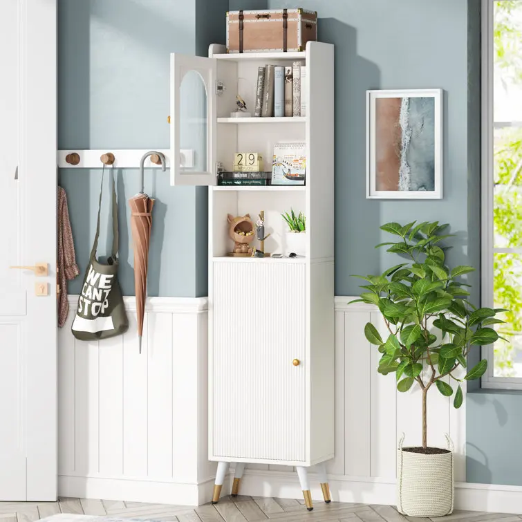 Freestanding Linen Cabinet Built with 0.59' thick high-quality environmentally premium MDF practical tall bathroom cabinet