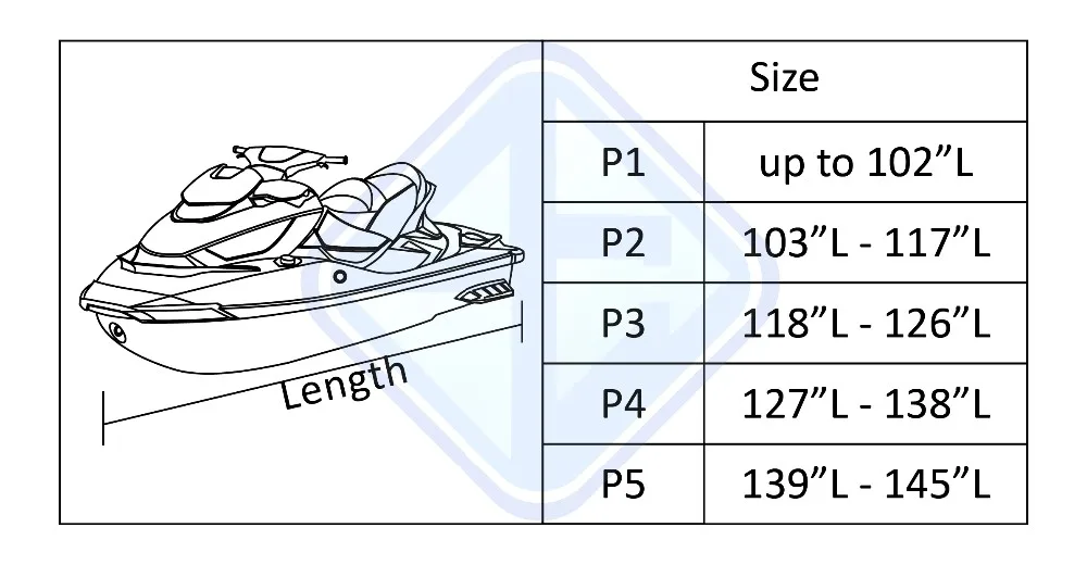 
Outdoor 600D Waterproof PWC jetski cover Personal Watercraft Jet Ski Cover with All Weather Ripstop Fabric 