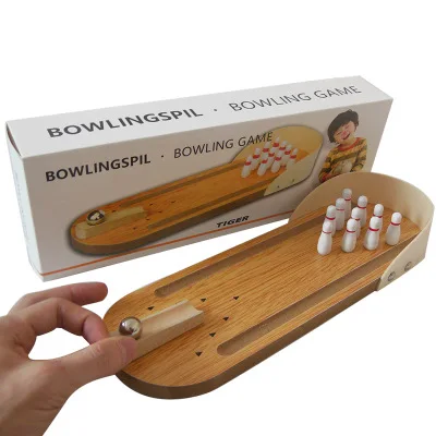 Popular Mini Bowling Toys Kids Board Game Wooden Toys Portable Sport Toys Mini Bowling Fun