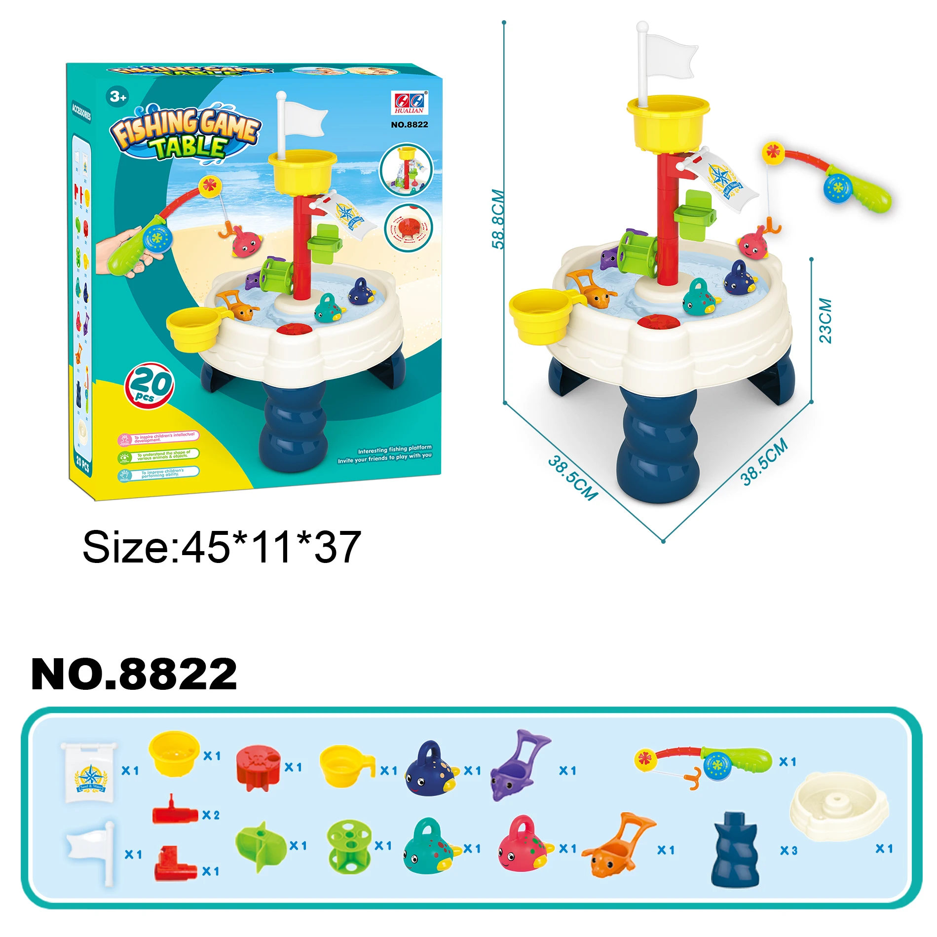 Hualian Fishing Game Table  Toy Playing Table Fishing Toy Set Funny Water Toy for Summer indoor outdoor 8822