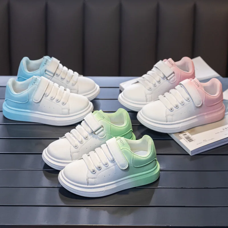 Kids Skate Shoes Sneakers for Boys Girls Lightweight Sport Running Shoes Leather Breathable Kids Casual Shoes