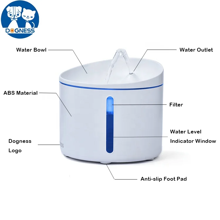  Dogness wholesale automatic 1 liter mute pet water fountain with filter led for cat dog