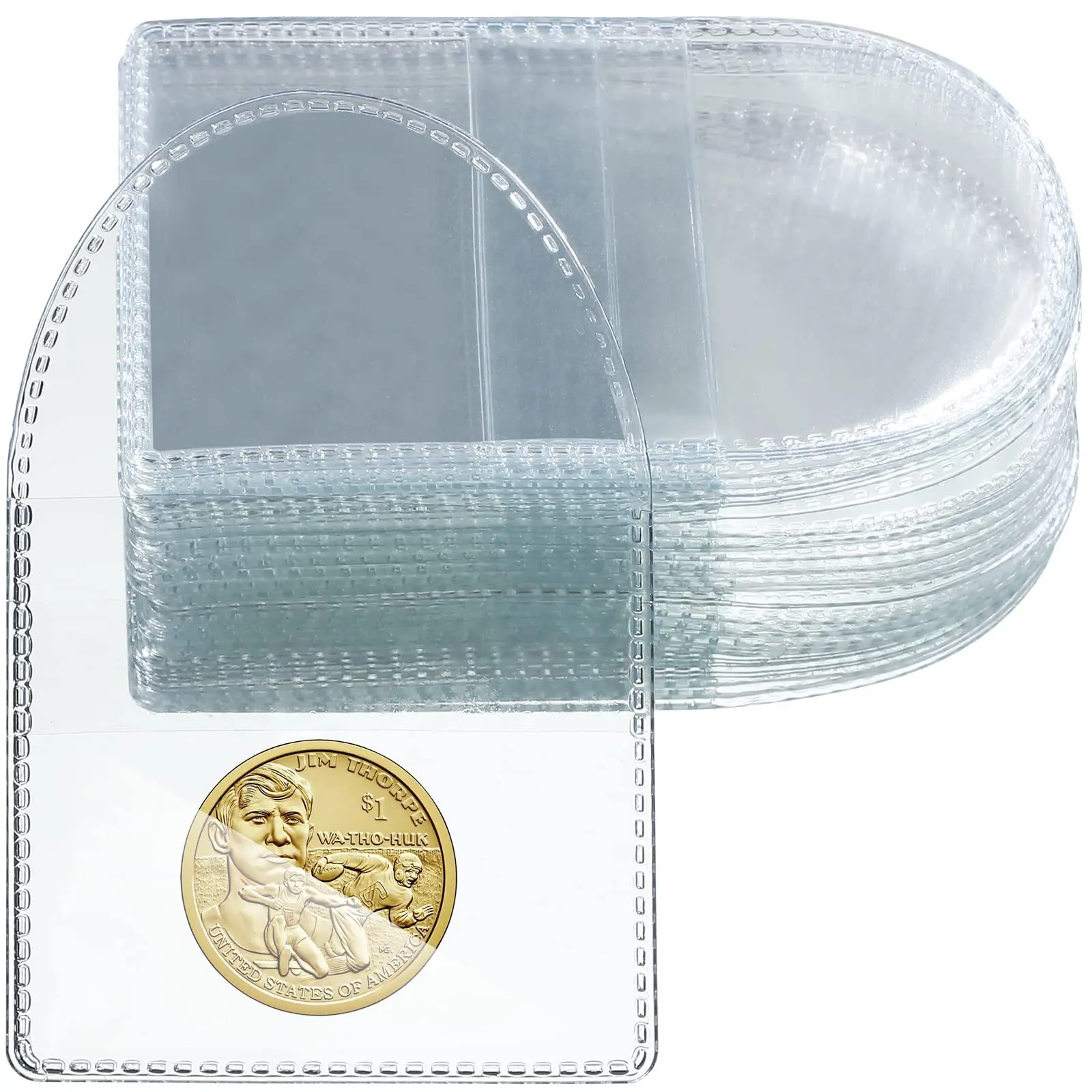 Individual Clear Cuttable Plastic Sleeves Coin Holders Single Pocket Coin Sleeve