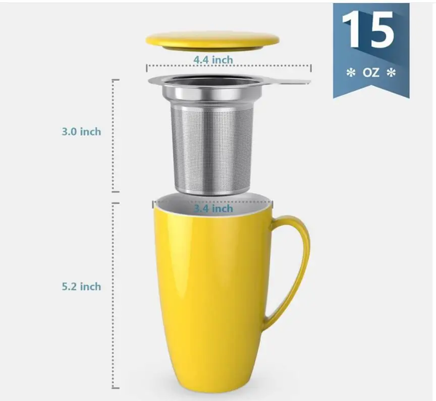 Amazon hot selling item ceramic mug with stainless steel filter tea infuser cups