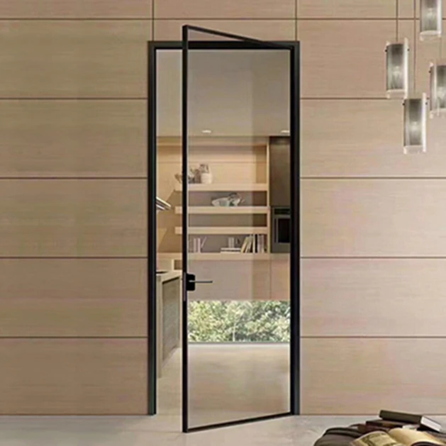 Hot sale cheap white bedroom single aluminium glass swinging door
