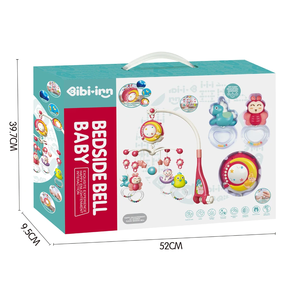 Sleep Music Multifunction Remote Control Musical Bed Bell Rattle Baby Toy Hanging Baby Music Bed Bell Crib Mobile