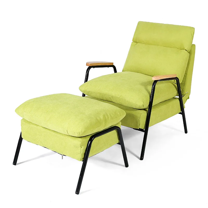 Wood Arm Living Room Sofa Chair Comfortable Soft Angel Adjust Lazy Sofa Bed With Stool Office Break Chair