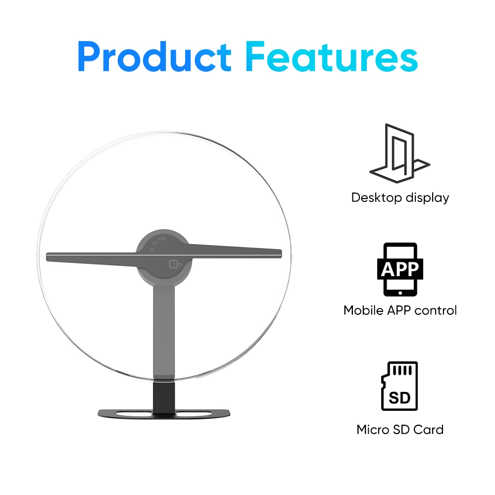 COEUS 32cm 224 LED Acrylic Protector High Resolution 3D Halogram Fan Projection Outdoor Festivals Creative Advertising