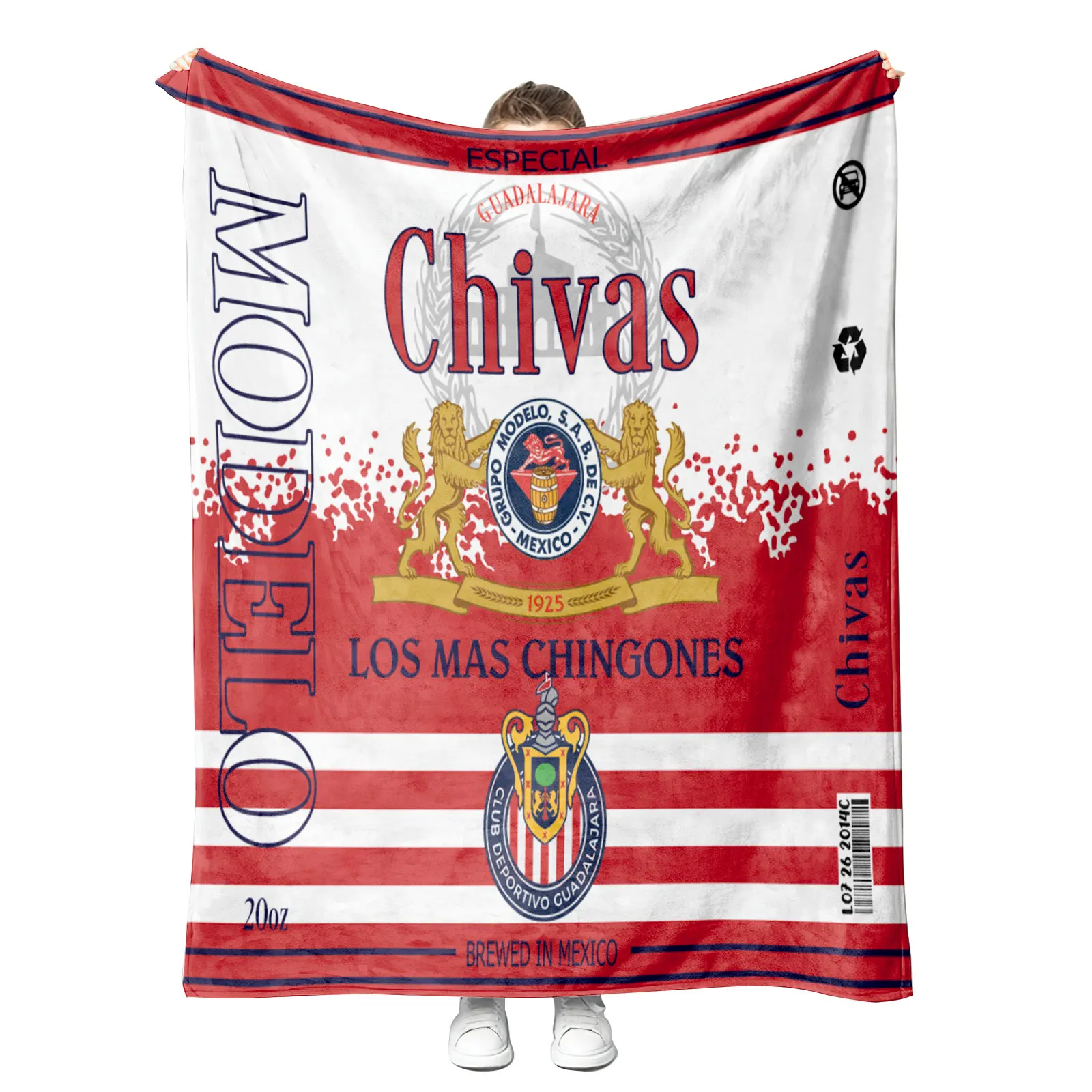 wholesale custom design famous beer pattern chivas los mas chingones model mexican flannel fleece throw blanket